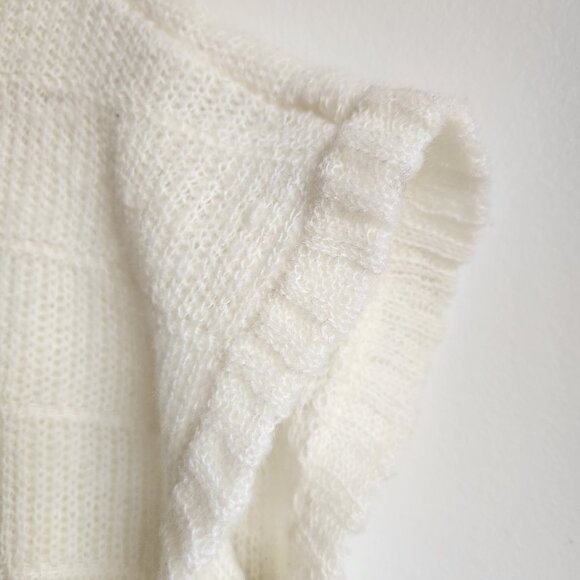 Oliver Paris Vintage Cream Open Front Knit Vest – Sz L (oversized) - Picture 9 of 13